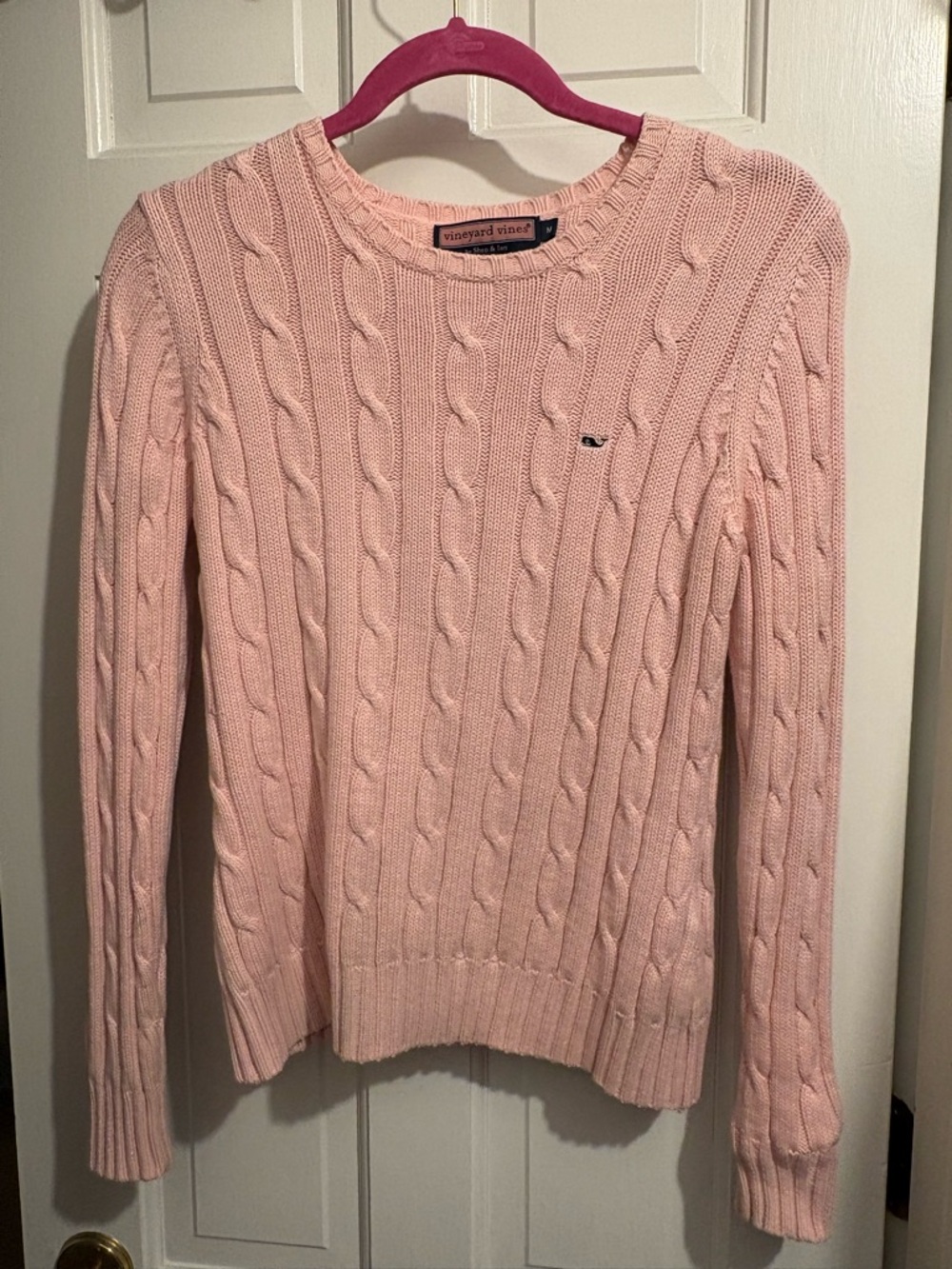 Vineyard Vines Pink Cable-Knit Crew Sweater